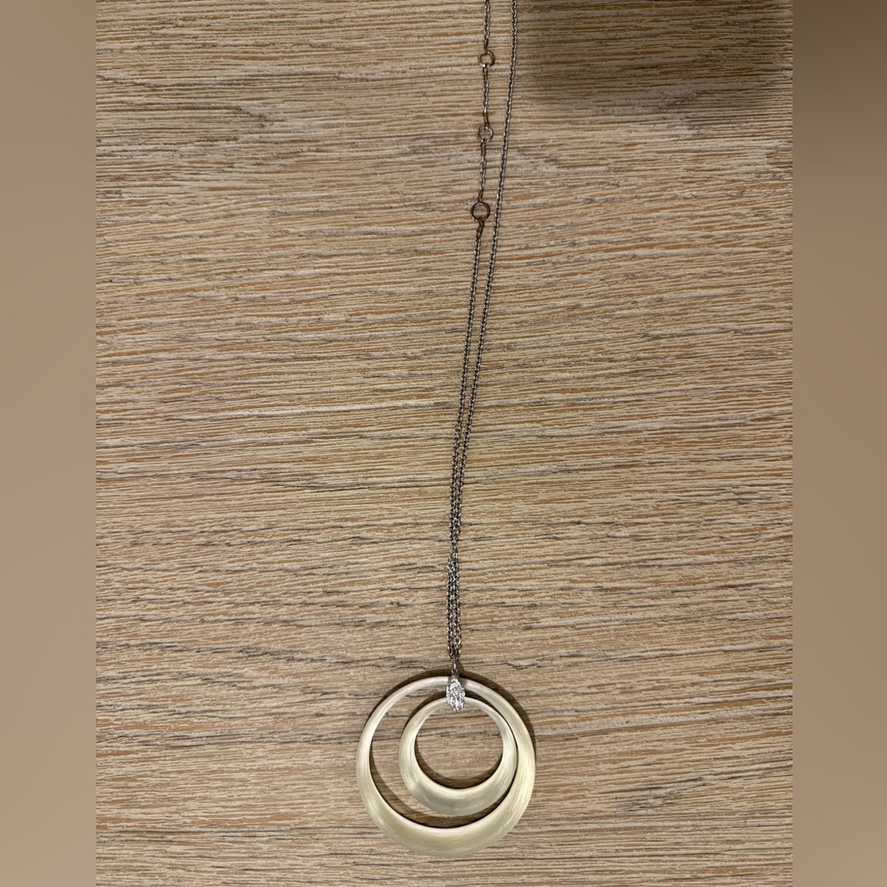 Alexis Bittar Lucite Double Circle Pendant Necklace - Silver